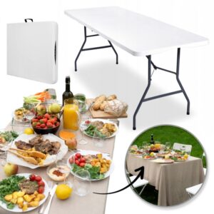 Sammenleggbart cateringbord turbord 70x180 cm Hvit